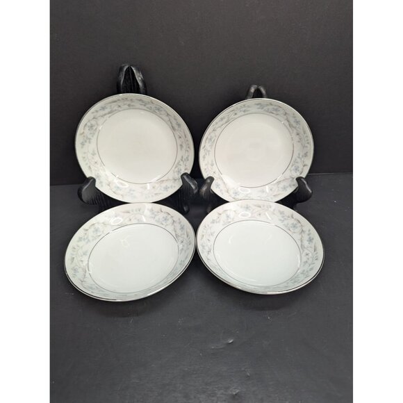 Fine China Fairlawn 8603 Floral Design Platinum Rim 5 1/2" Berry Bowl Set of 4 - Picture 2 of 10